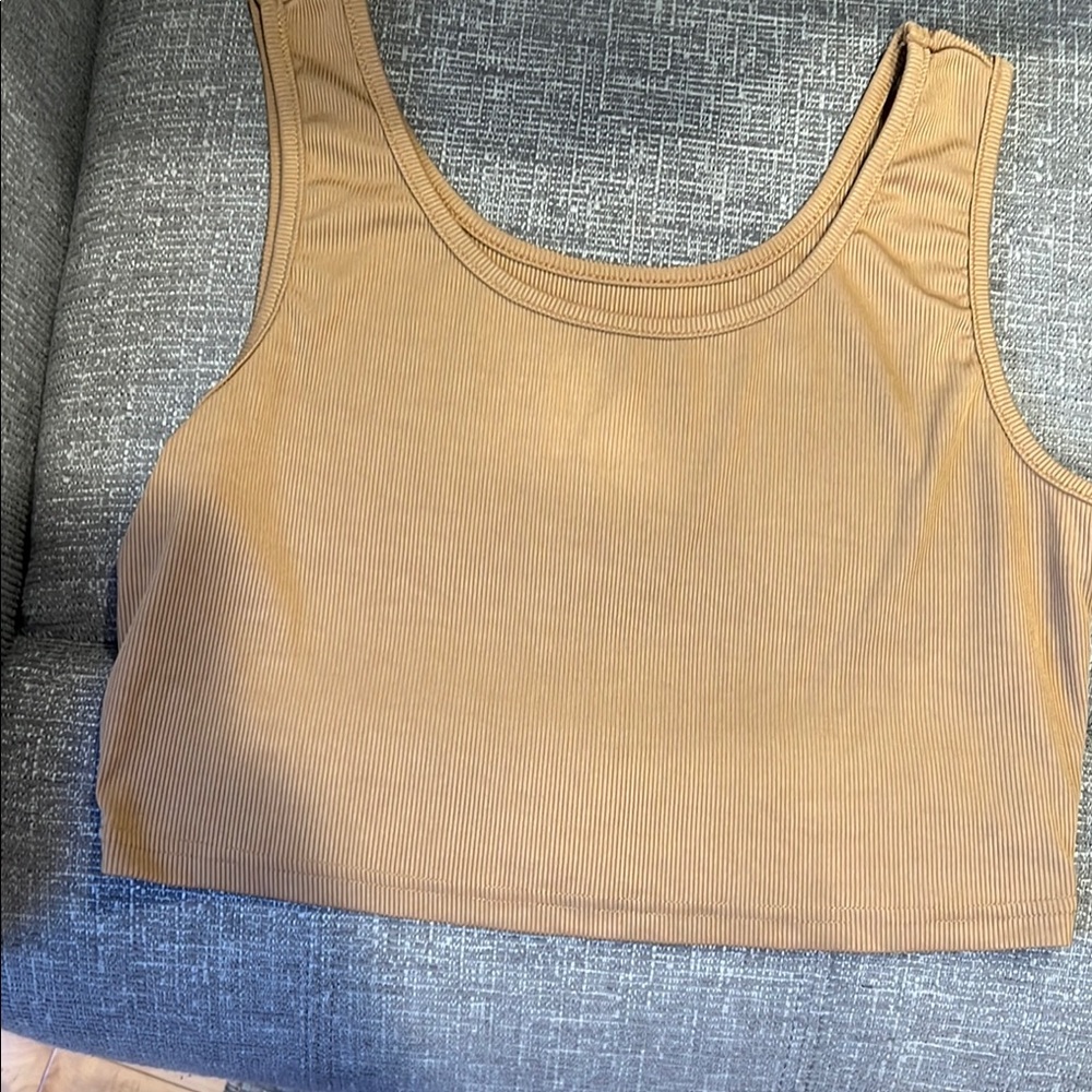 Tan Ribbed Crop Top